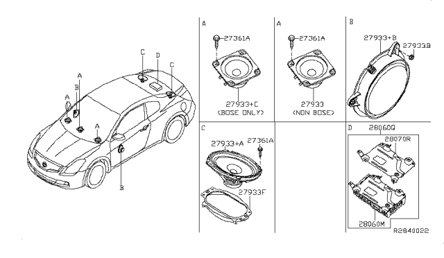 2008 Nissan Altima Speaker Unit Diagram for 28154-JB10A