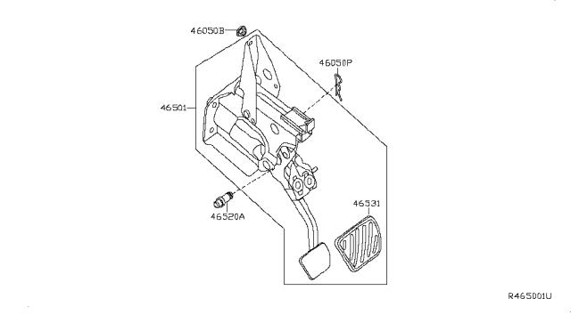 2012 Nissan Altima Brake & Clutch Pedal Diagram 1