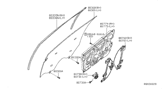 2011 Nissan Altima Regulator Assy-Door Window,LH Diagram for 80721-JB100