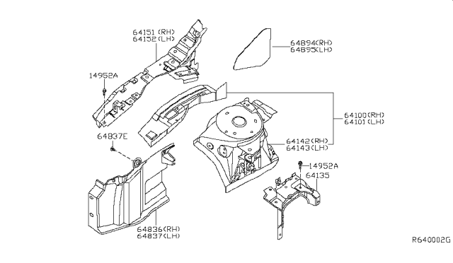 2009 Nissan Altima Hood Ledge & Fitting Diagram 1