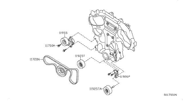 2007 Nissan Altima Fan,Compressor & Power Steering Belt Diagram 2