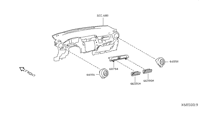 2018 Nissan Kicks Ventilator Assy-Side,RH Diagram for 68760-5RB0A
