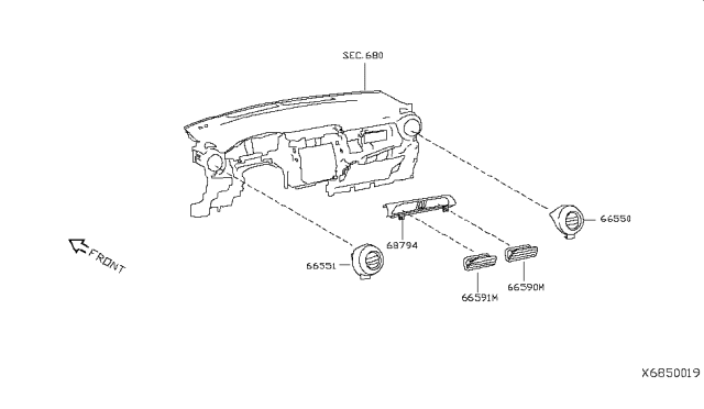 2018 Nissan Kicks Grille-Center Ventilator Diagram for 68794-5RL1A