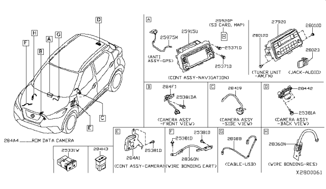 2018 Nissan Kicks Memory-Card,Map Diagram for 25920-9HS4A