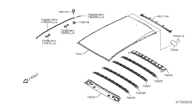 2019 Nissan Kicks Bracket - Roof Rack, Front RH Diagram for 738A0-5RB0A