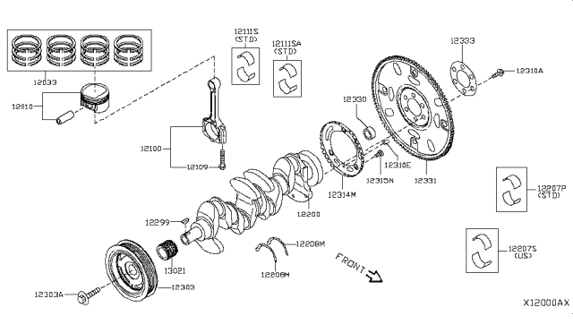 2019 Nissan Kicks Piston,Crankshaft & Flywheel Diagram 2