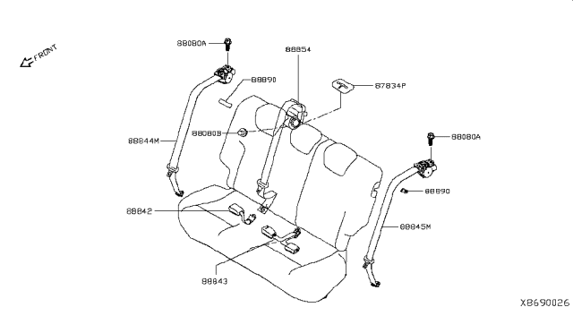 2018 Nissan Kicks Rear Seat Belt Diagram 1