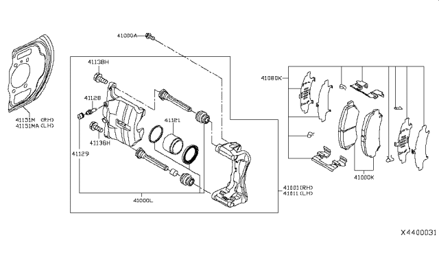 2019 Nissan Kicks Hardware Kit-Front Disc Brake Pad Diagram for D1080-5RB0A