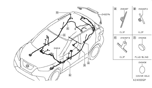 2019 Nissan Kicks Harness-Sub,Tail Diagram for 24095-5RB0A