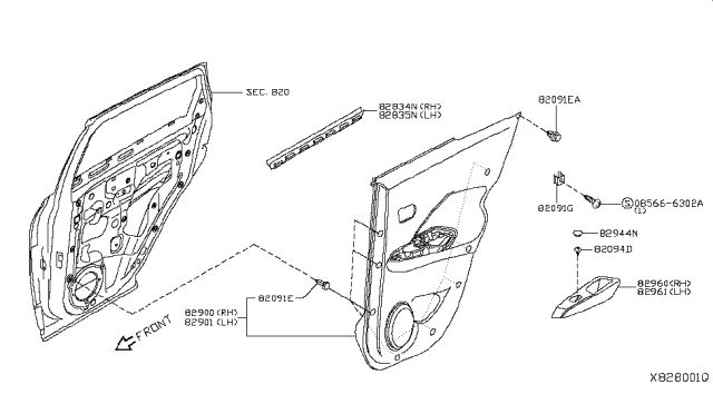 2018 Nissan Kicks FINISHER Assembly Rear Door LH Diagram for 82901-5RL5B