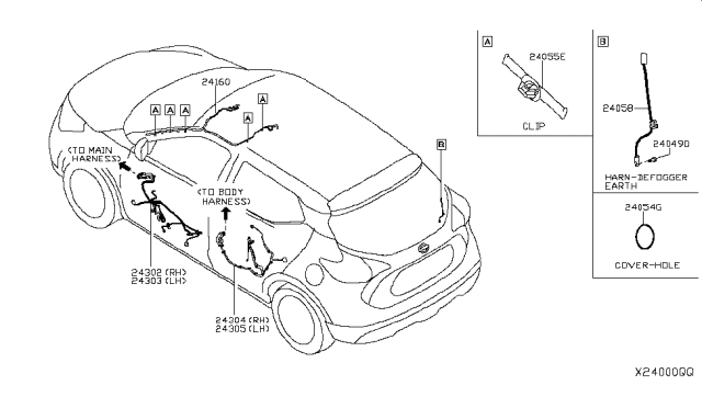 2018 Nissan Kicks Harness-Rear Door,RH Diagram for 24126-5RL0A