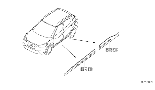 2018 Nissan Kicks Body Side Molding Diagram 1