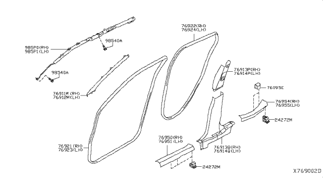 2018 Nissan Kicks Welt-Body Side,Rear RH Diagram for 76923-5RB0A