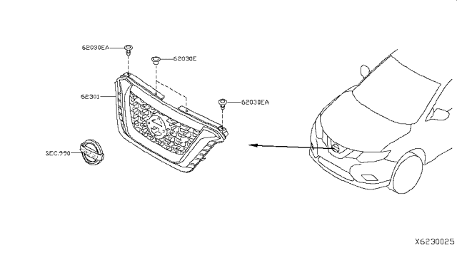 2018 Nissan Kicks Front Grille Diagram 1