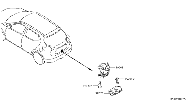 2019 Nissan Kicks Back Door Lock & Handle Diagram 2