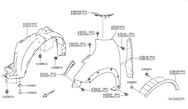 2019 Nissan Kicks Cover-Front Fender,LH Diagram for 66895-5RB0A