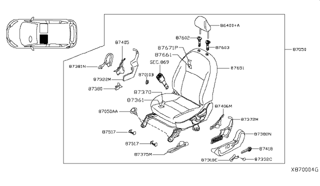 2019 Nissan Kicks Trim Assembly-Front Seat Back,Inner LH Diagram for 87671-5RL2A