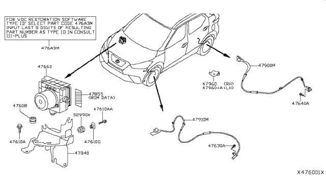 2019 Nissan Kicks Bracket-Antiskid Sensor Diagram for 47961-5RA0A