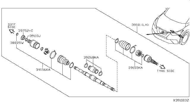 2019 Nissan Kicks Front Drive Shaft (FF) Diagram 3