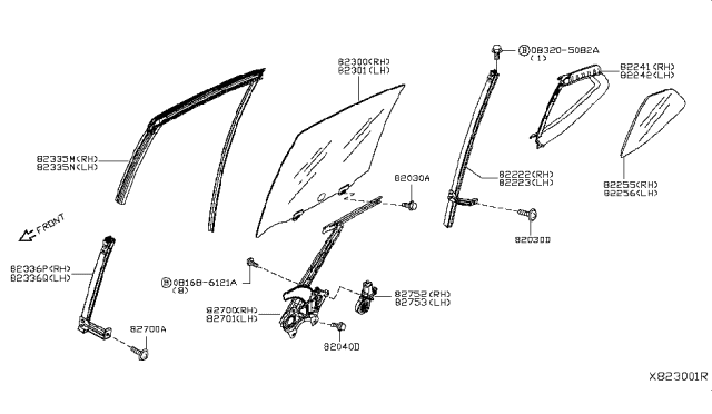 2018 Nissan Kicks Glass Run Rubber-Rear Door Lower Front,RH Diagram for 82384-5RB0A