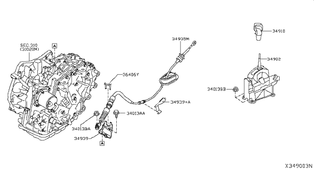 2018 Nissan Kicks Transmission Control Device Assembly Diagram for 34901-5RC0A