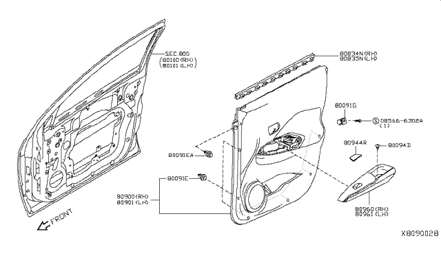 2019 Nissan Kicks FINISHER Assembly Front Door RH Diagram for 80900-5RL5B