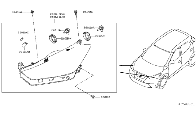 2018 Nissan Kicks Headlamp Assembly-Passenger Side Diagram for 26010-5RL4A