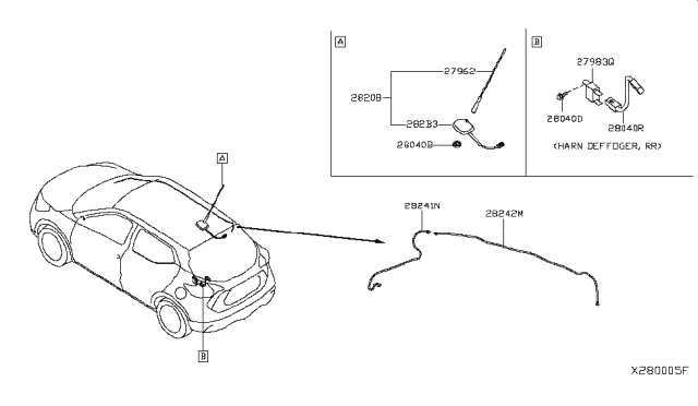 2019 Nissan Kicks Antenna Assy-Roof Diagram for 28208-5RL1A