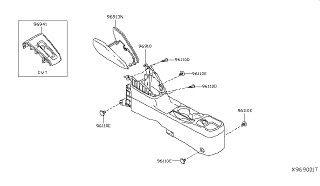 2019 Nissan Kicks Cover-Console,Rear Diagram for 96913-5RL1A