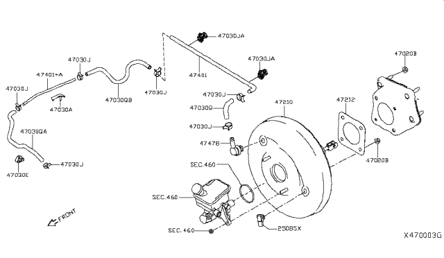 2018 Nissan Kicks Hose-Brake Booster Diagram for 47472-5RB0A