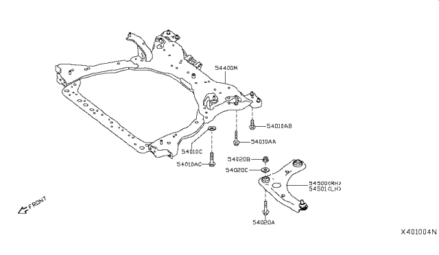 2018 Nissan Kicks Member Complete-Front Suspension Diagram for 54401-5RL1A