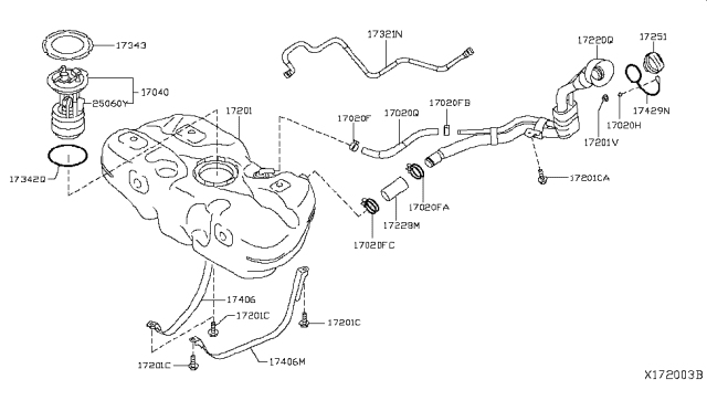 2019 Nissan Kicks Hose-Filler Diagram for 17228-9KZ0A