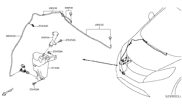 2019 Nissan Kicks Tube Assy-Windshield Washer Diagram for 28935-5RB0A