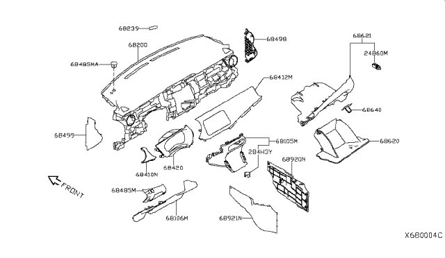 2019 Nissan Kicks Finisher-Instrument Diagram for 68410-5RB0A