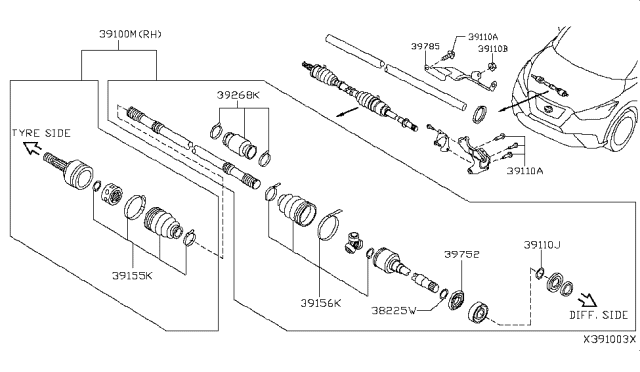 2018 Nissan Kicks Front Drive Shaft (FF) Diagram 1