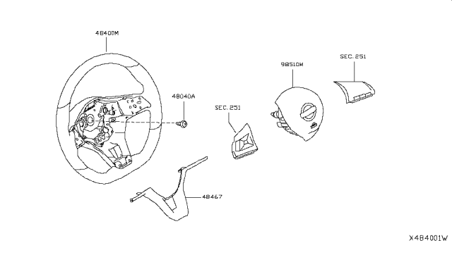 2018 Nissan Kicks Steering Wheel Assembly Without Pad Diagram for 48430-5RL1A