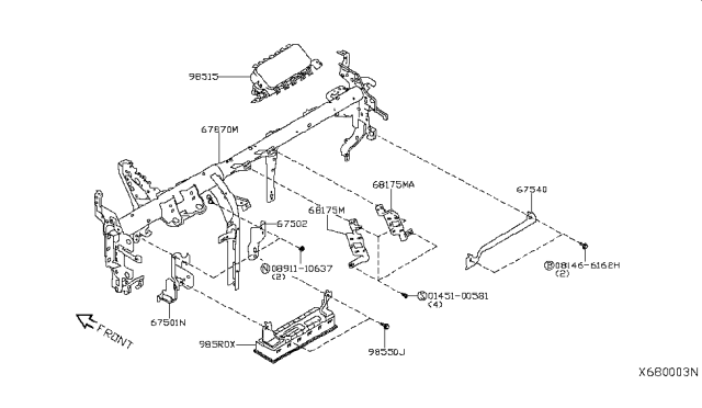 2018 Nissan Kicks Instrument Panel,Pad & Cluster Lid Diagram 1