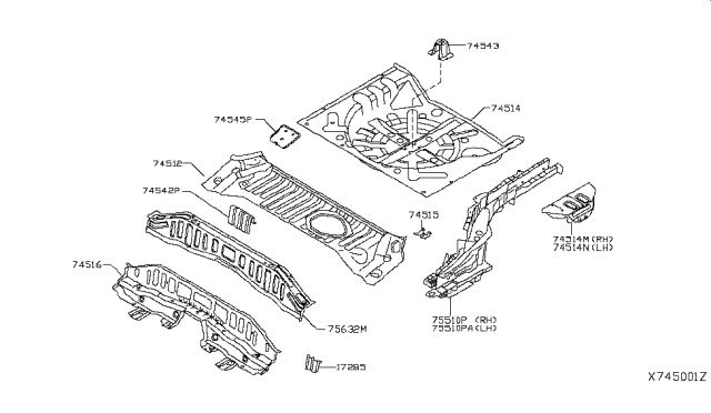 2018 Nissan Kicks Floor-Rear,Rear Side RH Diagram for G4532-5RBMA