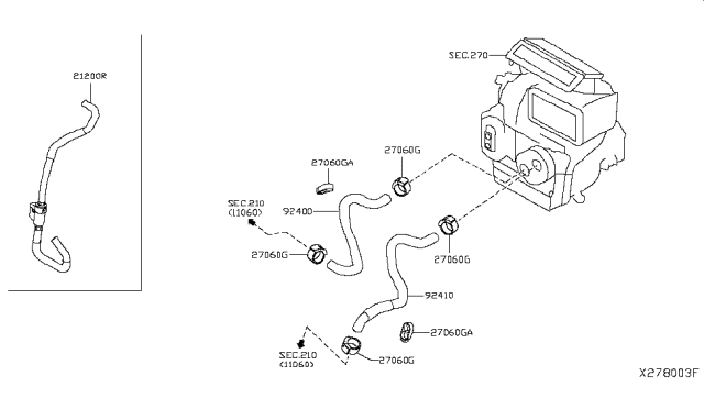 2019 Nissan Kicks Hose-Heater,Outlet Diagram for 92410-5RB0A