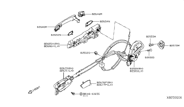 2018 Nissan Kicks Bracket, Outside Handle Diagram for 80610-5RL0A