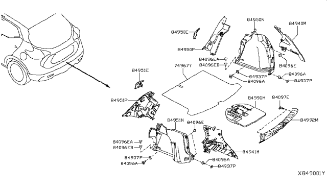 2018 Nissan Kicks GROMMET Screw Diagram for 74998-WE900