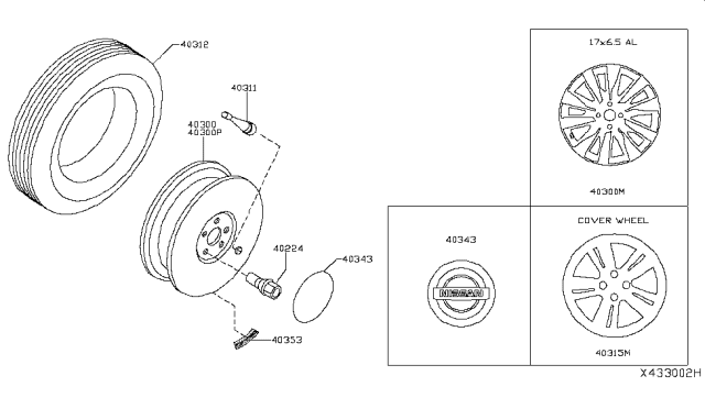 2019 Nissan Kicks Disc Wheel Assembly Diagram for 40300-5RL0J