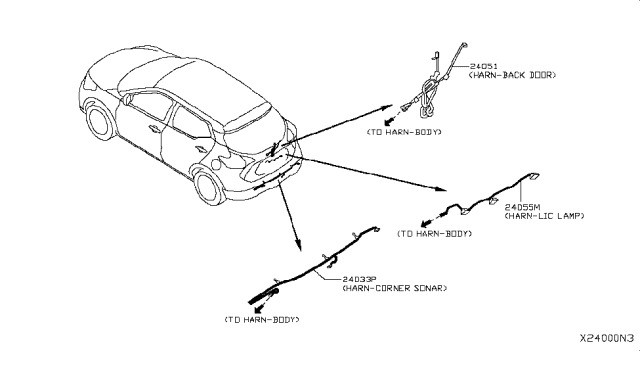 2018 Nissan Kicks Harness-Back Door Diagram for 24051-5RL0A