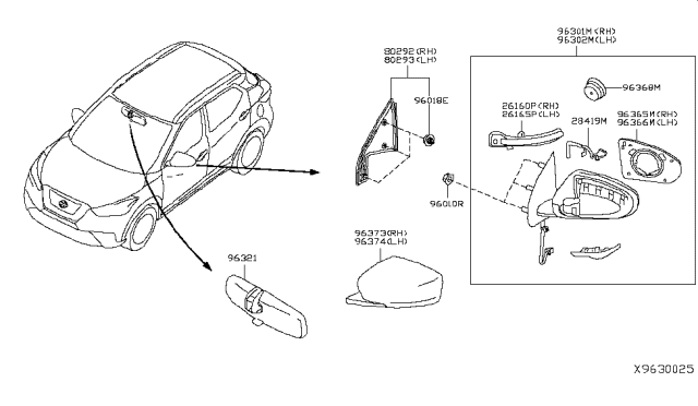 2019 Nissan Kicks Door Mirror Assy-LH Diagram for 96302-5RL0C