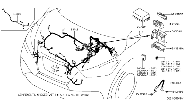 2018 Nissan Kicks Connector Assy-Fusible Link Diagram for 24370-7996C