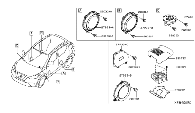 2019 Nissan Kicks Speaker Unit Diagram for 28156-5FA2A