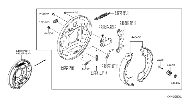 2018 Nissan Kicks Brake Assy-Parking,Rear LH Diagram for 44010-5RB0A