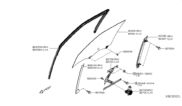 2018 Nissan Kicks Front Door Window & Regulator Diagram 2