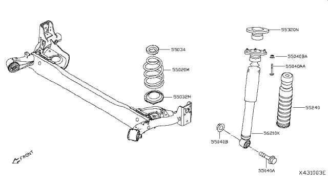 2019 Nissan Kicks Rear Spring Seat-Rubber Lower Diagram for 55032-5RA0A