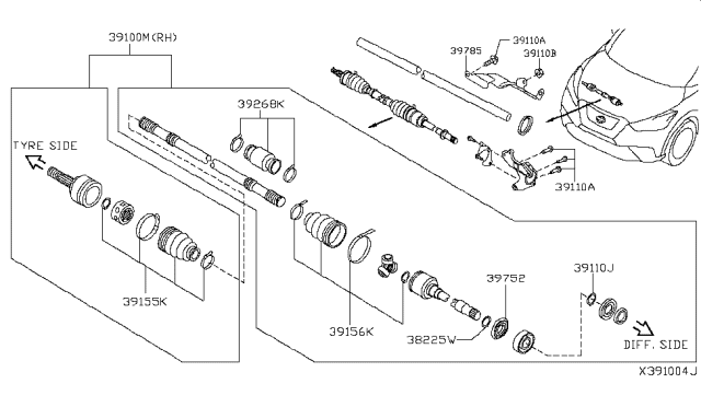 2019 Nissan Kicks Front Drive Shaft (FF) Diagram 2